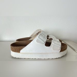Birkenstock Arizona Platform Vegan Sandal- White Sz 39